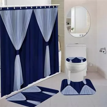 Водонепроницаемая занавеска для душа с 12 крючками, чехлы для унитазов, сиденья, коврики для ванной для ванной комнаты, нескользящий коврик, ковер, занавеска для окон 1