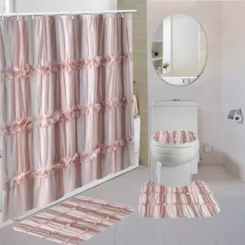 Водонепроницаемая занавеска для душа с 12 крючками, чехлы для унитазов, сиденья, коврики для ванной для ванной комнаты, нескользящий коврик, ковер, занавеска для окон 1