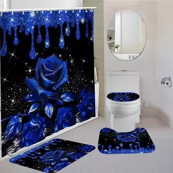 Водонепроницаемая занавеска для душа с 12 крючками, чехлы для унитазов, сиденья, коврики для ванной для ванной комнаты, нескользящий коврик, ковер, занавеска для окон 1
