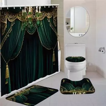 Водонепроницаемая занавеска для душа с 12 крючками, чехлы для унитазов, сиденья, коврики для ванной для ванной комнаты, нескользящий коврик, ковер, занавеска для окон 1
