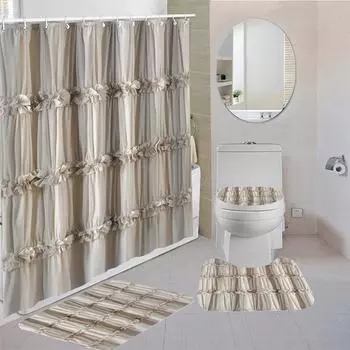 Водонепроницаемая занавеска для душа с 12 крючками, чехлы для унитазов, сиденья, коврики для ванной для ванной комнаты, нескользящий коврик, ковер, занавеска для окон 1