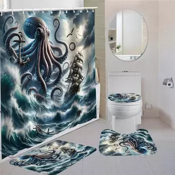 Водонепроницаемая занавеска для душа с 12 крючками, чехлы для унитазов, сиденья, коврики для ванной для ванной комнаты, нескользящий коврик, ковер, занавеска для окон 1