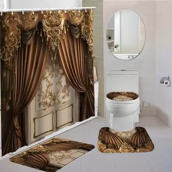 Водонепроницаемая занавеска для душа с 12 крючками, чехлы для унитазов, сиденья, коврики для ванной для ванной комнаты, нескользящий коврик, ковер, занавеска для окон 1