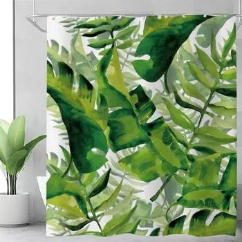 Водонепроницаемая занавеска для душа Yousheng с крючками, изысканный узор, быстросохнущая занавеска для душа с принтом растений, украшения, принадлежности для ванной комнаты 180x180cm F