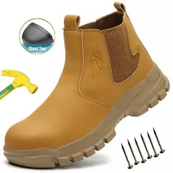 Водонепроницаемая защитная рабочая обувь для мужчин со стальным носком, кожаные ботинки для мужчин, неразрушимая строительная рабочая обувь, коричневые кроссовки 40 чёрный