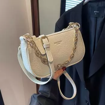Водонепроницаемая женская сумка из искусственной кожи, простая однотонная однотонная сумка из мягкой кожи на ощупь, модная новая сумка 2024 года, популярная универсальная сумка через плечо на одно плечо