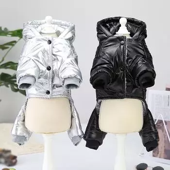 Водонепроницаемая зимняя куртка для домашних животных, одежда для собак, куртка с капюшоном и четырьмя лапами, супертеплое утолщенное хлопковое пальто, одежда для щенков S