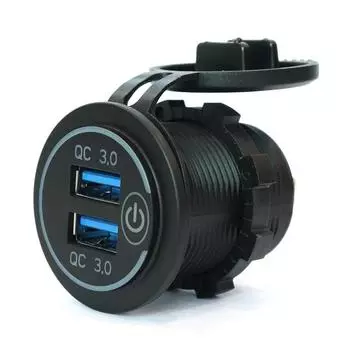 Водонепроницаемое быстрое автомобильное зарядное устройство Dual QC3.0 USB, 12 В/24 В, для автомобиля, лодки, мотоцикла Without Wire синий