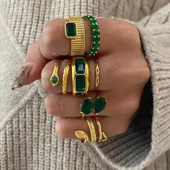 Водонепроницаемое геометрическое кольцо из нержавеющей стали с гладким пухлым звёздным узором, преувеличивающее новые ювелирные изделия 7