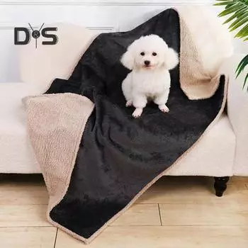 Водонепроницаемое одеяло для домашних животных, устойчивое к жидкой мочеиспускательной жидкости, одеяло для собак, дивана, кровати, дивана, двустороннее, из шерпы, защитное покрытие для мебели, для собак, кошек M чёрный