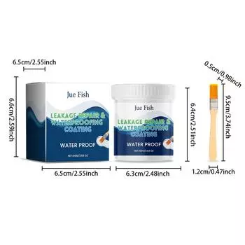 Водонепроницаемое покрытие JUE FISH Невидимая паста-герметик Клей с кисточкой Клей для ремонта Клей для дома Крыша Ванная комната 100g