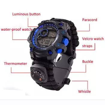 Водонепроницаемые электронные часы с многофункциональной открытой кнопкой, спортивные часы, подходящие для занятий спортом и бега, подходящие для плавания чёрный