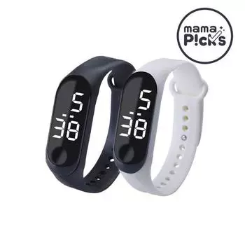 Водонепроницаемые электронные наручные часы Mamafix со светодиодной подсветкой 1+1, популярные корейские часы