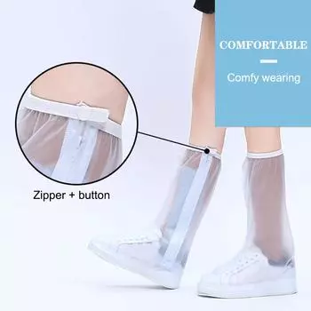 Водонепроницаемые бахилы Многоразовые дождевые бахилы Высокая защита ног из ПВХ Прозрачные складные Легко XXL белый