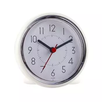 Водонепроницаемые бесшумные настенные часы для ванной комнаты на присоске с батарейным питанием белый