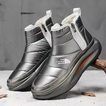 Водонепроницаемые ботильоны мужские зимние ботинки для снега плюшевые теплые высокие повседневные уличные домашние хлопковые высокие ботильоны на платформе 39 чёрный