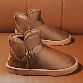 Водонепроницаемые ботинки для снега, мужские и женские зимние ботинки, плюшевые меховые ботинки для снега, плоские снегоступы, теплые ботинки Femme Hiver 2024 38-39