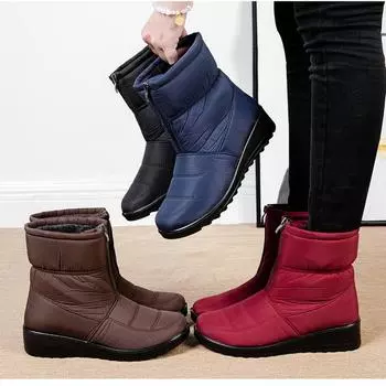 Водонепроницаемые ботинки для снега по щиколотку, женские зимние повседневные теплые ботинки с меховой подкладкой из хлопка, противоскользящие, утолщенные, плюшевые, на платформе 35