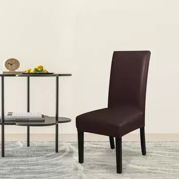 Водонепроницаемые чехлы для стульев из искусственной кожи для столовой, эластичные маслостойкие чехлы для стульев Parsons, съемные моющиеся чехлы для кухонных стульев для столовой 1pc/set серый