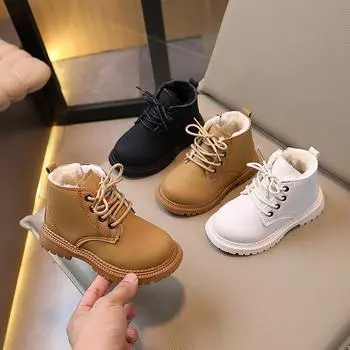 Водонепроницаемые детские зимние хлопковые плюшевые толстые теплые хлопковые сапоги 21