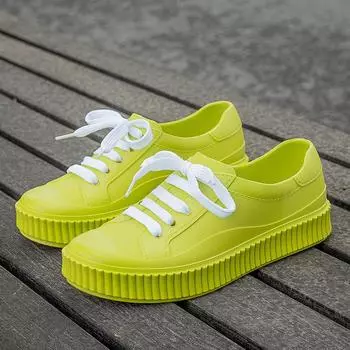 Водонепроницаемые дождевые туфли женские повседневные спортивные туфли из ПВХ на плоской подошве резиновые туфли женские нескользящие рабочие защитные туфли Zapatos De Lluvia 36-37 зелёный