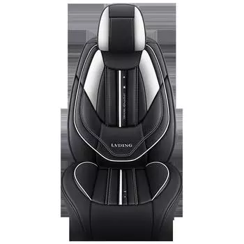 Водонепроницаемые дышащие кожаные чехлы на автомобильные сиденья, передние чехлы на автомобильные сиденья, автомобильные чехлы, универсальные, подходят для автомобильных аксессуаров для салона на четыре сезона One Seat чёрный/белый