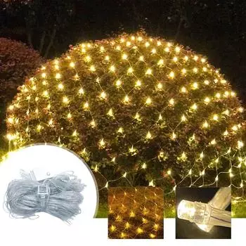Водонепроницаемые гирлянды с 8 режимами подключения, подключаемые сетчатые светильники для кустов, праздника, двора, сада, вечеринки, свадьбы One Size золотой