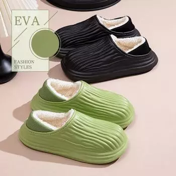 Водонепроницаемые хлопковые тапочки для осени и зимы Женские сумки с толстой подошвой для домашней одежды Теплая и прочная хлопковая обувь для мужчин 39 зелёный