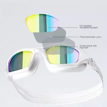 Водонепроницаемые и противозапотевающие очки высокой четкости для мужчин и женщин, профессиональные очки для плавания с большой оправой для взрослых, оборудование для плавания