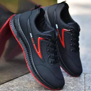 Водонепроницаемые кожаные туфли, универсальные модные туфли, черные нескользящие спортивные и повседневные туфли, мужские низкие кроссовки для бега 38