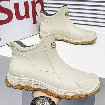 Водонепроницаемые кроссовки для мужчин от дождя, модные короткие носки, утолщенные, теплые, резиновые, рабочие, нескользящие, для рыбалки, кухни, резиновые сапоги 43