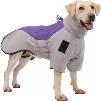 Водонепроницаемые куртки для собак средних и крупных пород, теплые куртки для собак со светоотражающими полосами, идеальная одежда для собак в холодную погоду (Фиолетовый, 2XL) XL