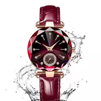 Водонепроницаемые кварцевые часы, роскошные часы из розового золота, подарок девушке, женские наручные часы, дамы red leather strap