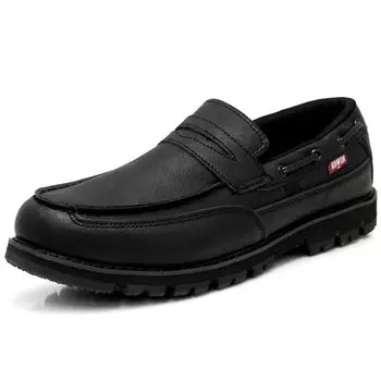 Водонепроницаемые лоферы Edwin с полиуретановой подошвой и размером Мужские слипоны из кожи, подошва с двойным сцеплением, дизайн без шнурков, 28.0 (EDM4103 ЧЕРНЫЙ) чёрный