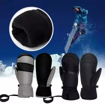 Водонепроницаемые лыжные перчатки для мужчин и женщин, зимние варежки для лыж с сенсорным экраном и регулируемым ремешком на запястье для холодной погоды, катания на лыжах, пешего туризма, велоспорта M чёрный