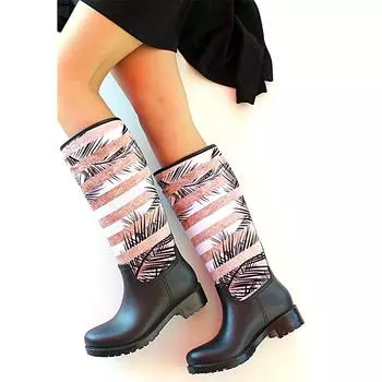 Водонепроницаемые модные женские резиновые сапоги с принтом 19032