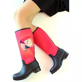 Водонепроницаемые модные женские резиновые сапоги с принтом Parrot 20617