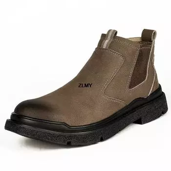 Водонепроницаемые мужские ботинки сварщика со стальным носком, рабочие ботинки, мужские, противоискровые, противоударные, защитные ботинки, мужские рабочие ботинки Chelsea Slip On 40