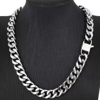 Водонепроницаемые мужские ожерелья шириной 14 мм, кубинская цепочка с бордюрным звеном, мужское ожерелье из полированной нержавеющей стали 316L, байкерские украшения Bracelet 22CM