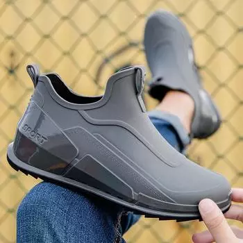 Водонепроницаемые мужские туфли для дождя, галоши, резиновые сапоги, модные мужские высококачественные дождевики, ботильоны, мужские водонепроницаемые ботинки CN39 (foot 24cm) жёлтый