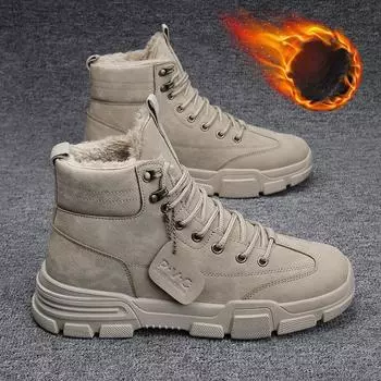 Водонепроницаемые мужские зимние ботинки с меховой подкладкой, теплые высокие хлопковые ботинки на платформе, нескользящие, утолщенные, плюшевые, ботильоны Botas Hombre 39