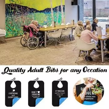 Водонепроницаемые нагрудники для взрослых мужчин с улавливателем крошек со смешным текстом, черные, легко моющиеся, легкие, для защиты одежды во время еды C