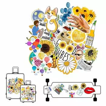 Водонепроницаемые наклейки из ПВХ, игрушки, украшения, 53 шт., для сумки для телефона, велосипеда, автомобиля
