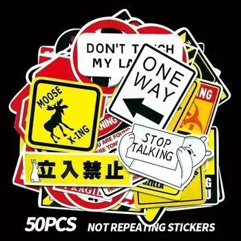 Водонепроницаемые наклейки с предупреждающими знаками 50 шт. 50 pcs