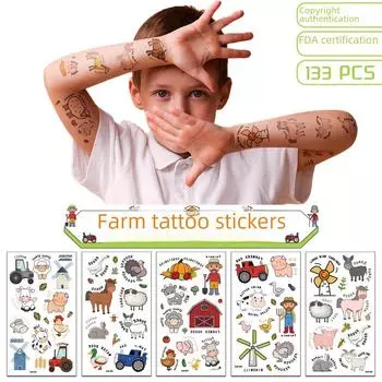 Водонепроницаемые наклейки-тату с героями мультфильмов для детей и взрослых - забавные аксессуары для вечеринок Farm XLM-E01