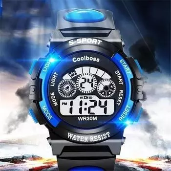 Водонепроницаемые наручные часы с ночным светом и резиновым ремешком, кварцевые часы для мужчин, женщин и детей Large чёрный