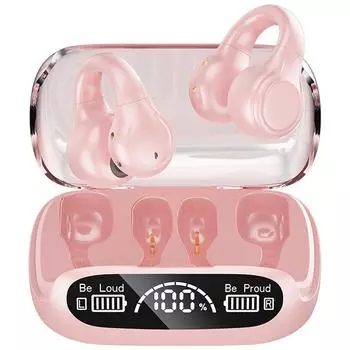 Водонепроницаемые наушники TWS Bluetooth 5.3 с функцией чёткого звучания голосовых вызовов, шумоподавлением и костной проводимостью розовый