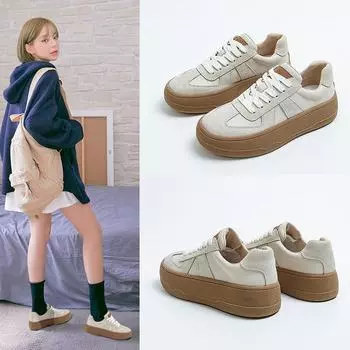 Водонепроницаемые немецкие кроссовки Plus Velvet Осень-зимние кроссовки для сноуборда на толстой подошве Повседневные маленькие белые туфли Большие размеры Женская обувь 35 слоновая кость