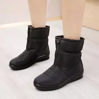 Водонепроницаемые нескользящие ботинки Rimocy, женские зимние толстые плюшевые теплые ботинки для снега, женские ботинки на молнии с мягкой подошвой из хлопка 35 красный