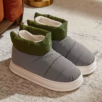 Водонепроницаемые нескользящие домашние тапочки зимние теплые женские домашние хлопковые мужские нескользящие женские мягкие тапочки с эффектом памяти для пар 36-37 чёрный